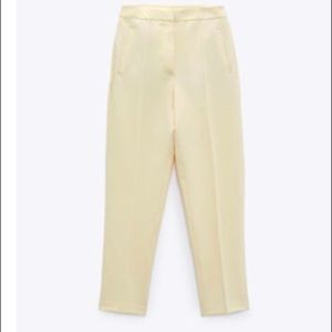 Zara High-Waisted Pants. Cream. Small